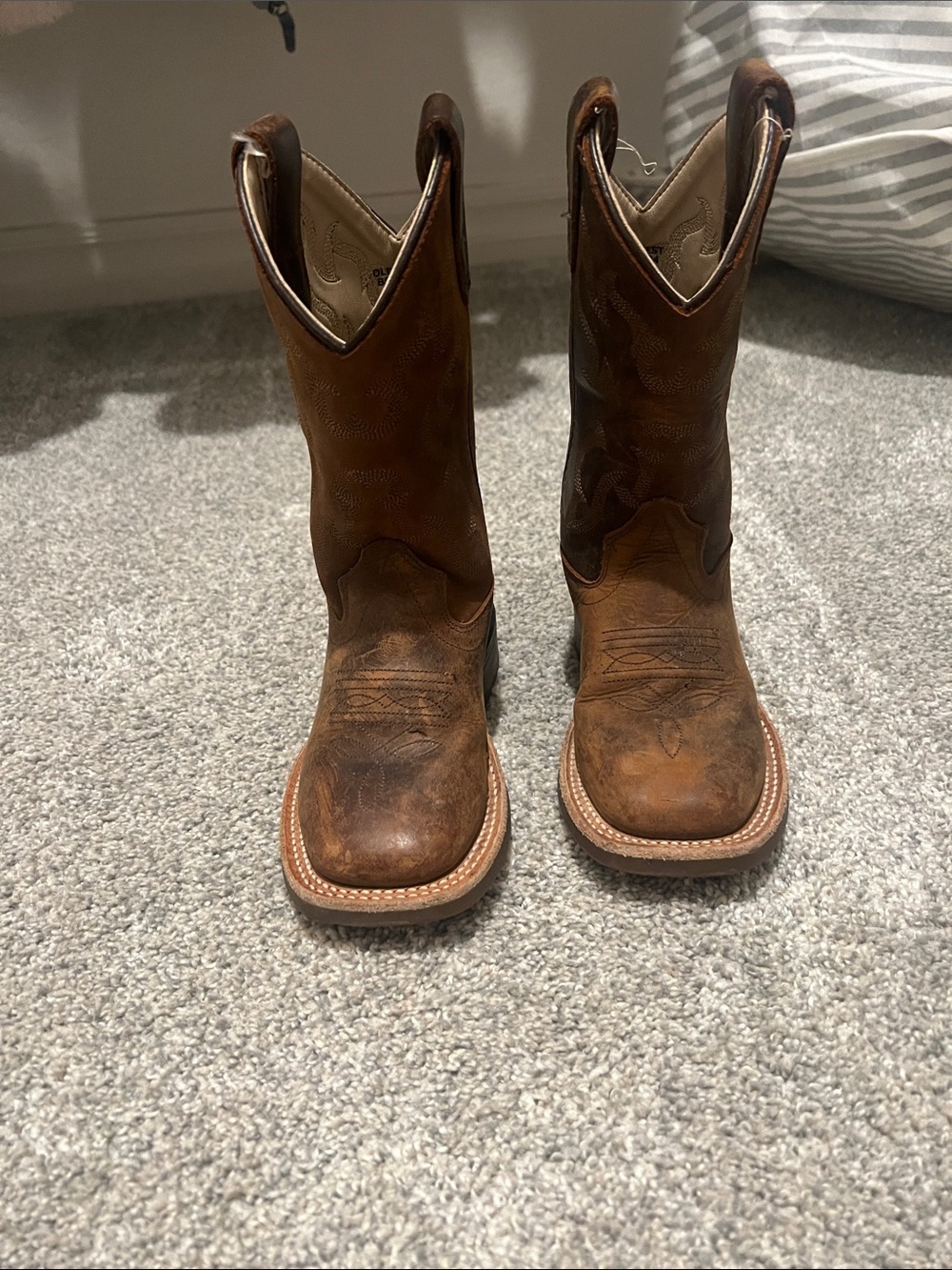 Old West Brown Leather Kids Western Boots